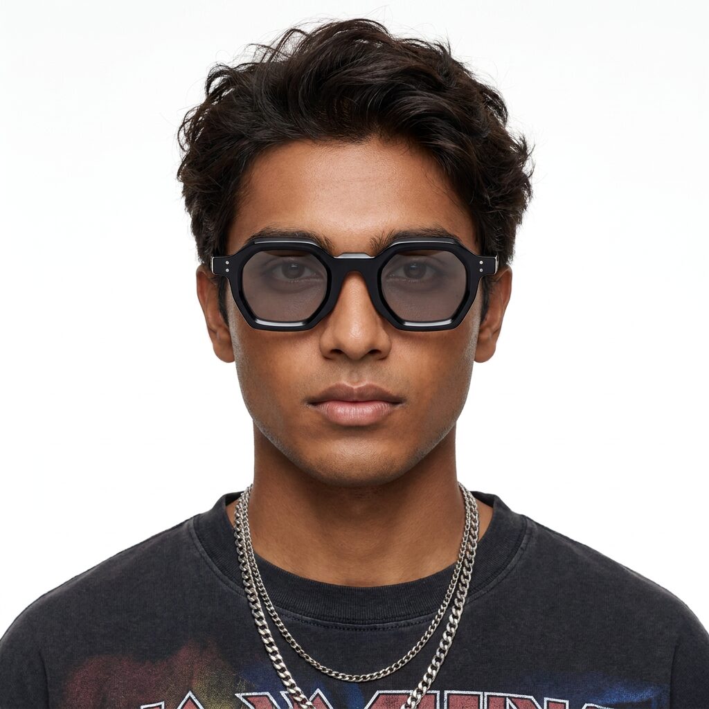 Bouclier sunglasses worn — Ormont Paris
